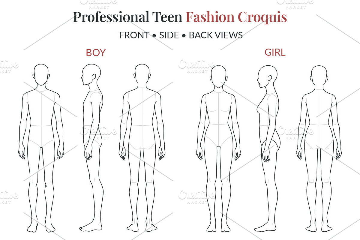 Teen Fashion Croquis Bundle, a Person Illustration by Shorena Fashion Draws (Photo 2 of 13)