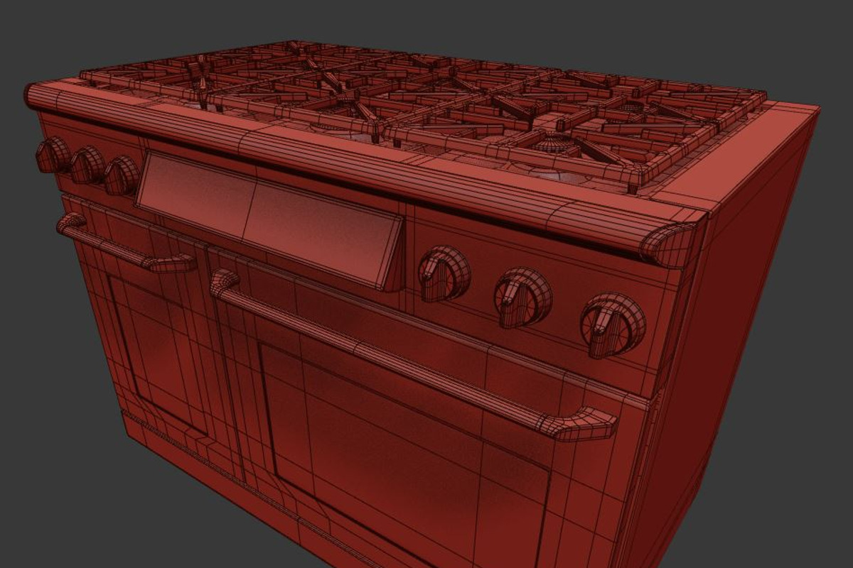 48 inch Gas Range Cooker, a Furniture 3D Model by kjpargeterimages (Photo 11 of 12)