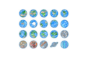 earth world planet globe map icons, an Object Illustration by pikepicture