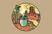 drinking coffee in the desert, a Food Illustration by gunaonedesign (Thumbnail 1 of 5)