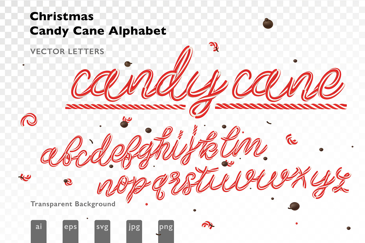 Christmas Candy Cane Alphabet, a Decorative Illustration by verywell (Photo 1 of 3)