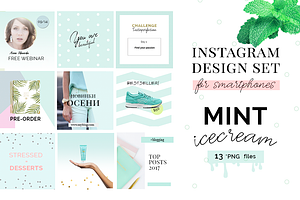 Instagram design set - Mint Icecream