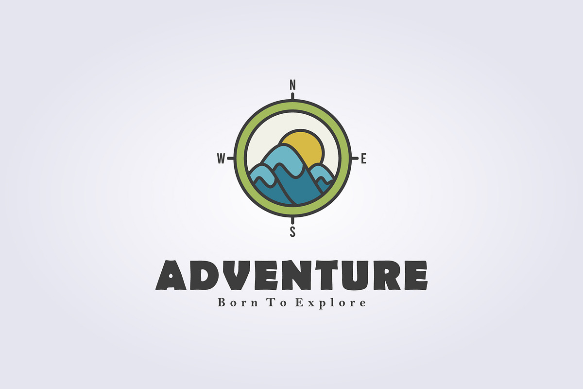 color line mountain compass logo, a Branding & Logo Template by Lodzrov