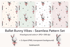 Ballet Bunny Vibes Patterns & Clipar