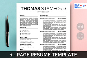 Google Docs Resume Template | 1 Page