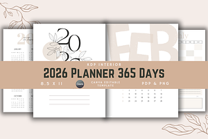 2026 Planner 365 Days | KDP Interior, a Templates & Theme by KDPISH