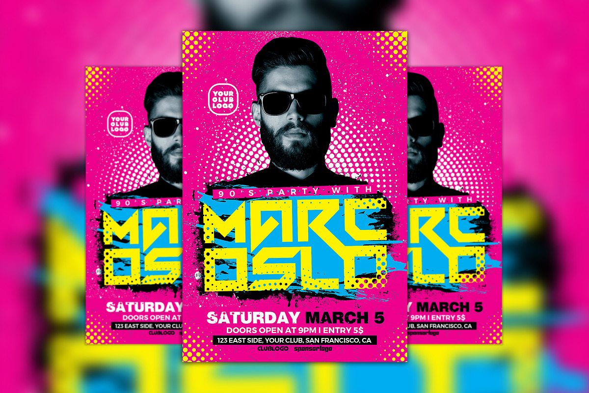 90's Music Party Flyer Template, a Flyer Template by Flyermind