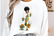 Whimsical Floral Black Girls Clipart, an Illustration by SinaCreation (Thumbnail 4 of 9)