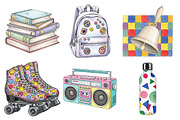Retro Back to School Clipart, an Illustration by Daily.Designs (Thumbnail 3 of 5)