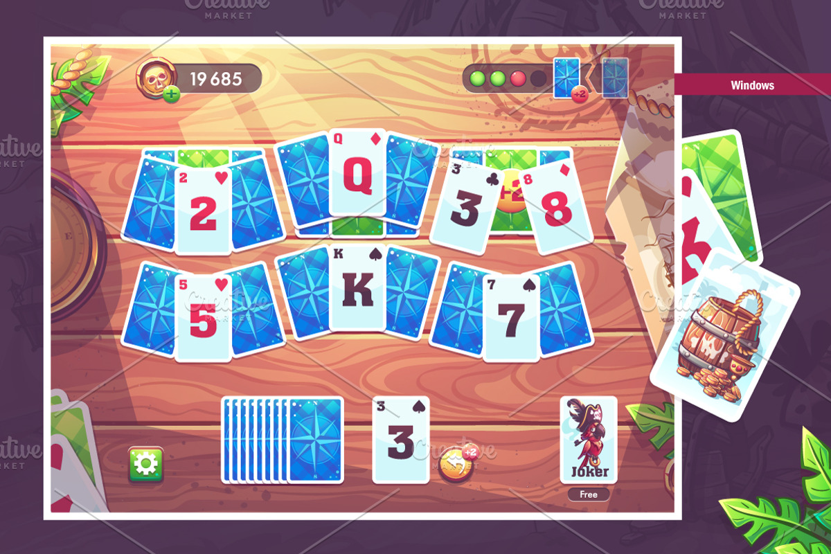 Solitare Pirates - Casual Game UI, an UI Kit Template by Nearbirds (Photo 4 of 12)