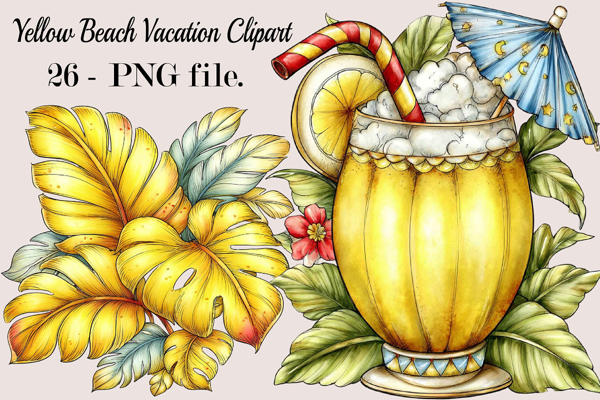 Yellow Beach Vacation Clipart, a Seasonal Illustration by SVGArt (Photo 1 of 5)