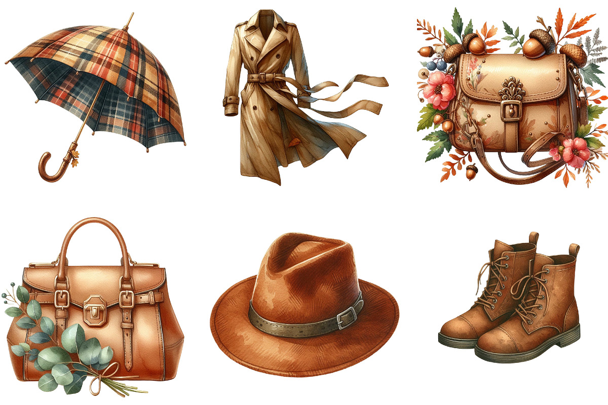 Watercolor Autumn Fashion Clipart, an Illustration by DreamArtGraphic (Photo 5 of 6)