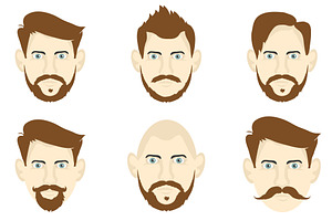 Set Of Men With Different Hairstyles