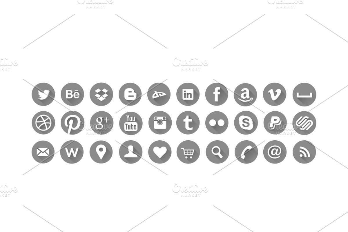 [-30%]Long Shadow Social Icon Set, an Icon by DanFreebairn (Photo 2 of 3)