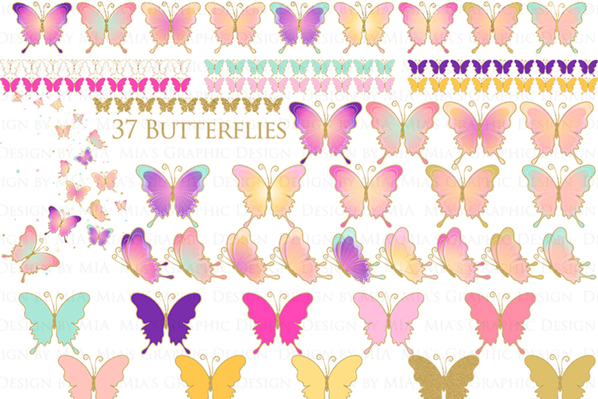 Butterflies and Flowers Gold Glitter, an Illustration by Mia's Graphic Design (Photo 6 of 11)