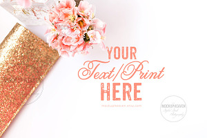Pink Gold Desktop, Invitation Mockup