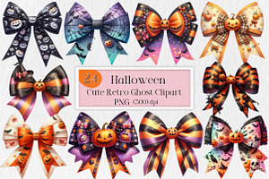 Watercolor Halloween Coquette Bows, an Illustration by Creative Art