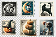 Vintage Halloween Postage Stamp Bund, an Illustration by SVGArt (Thumbnail 2 of 8)
