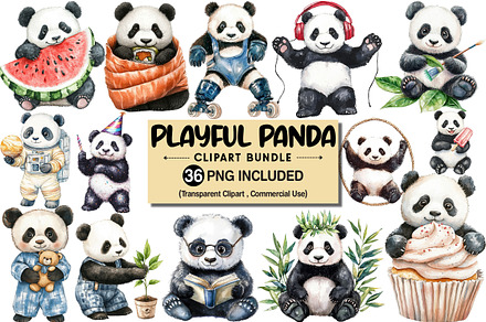 Playful Panda Clipart Bundle