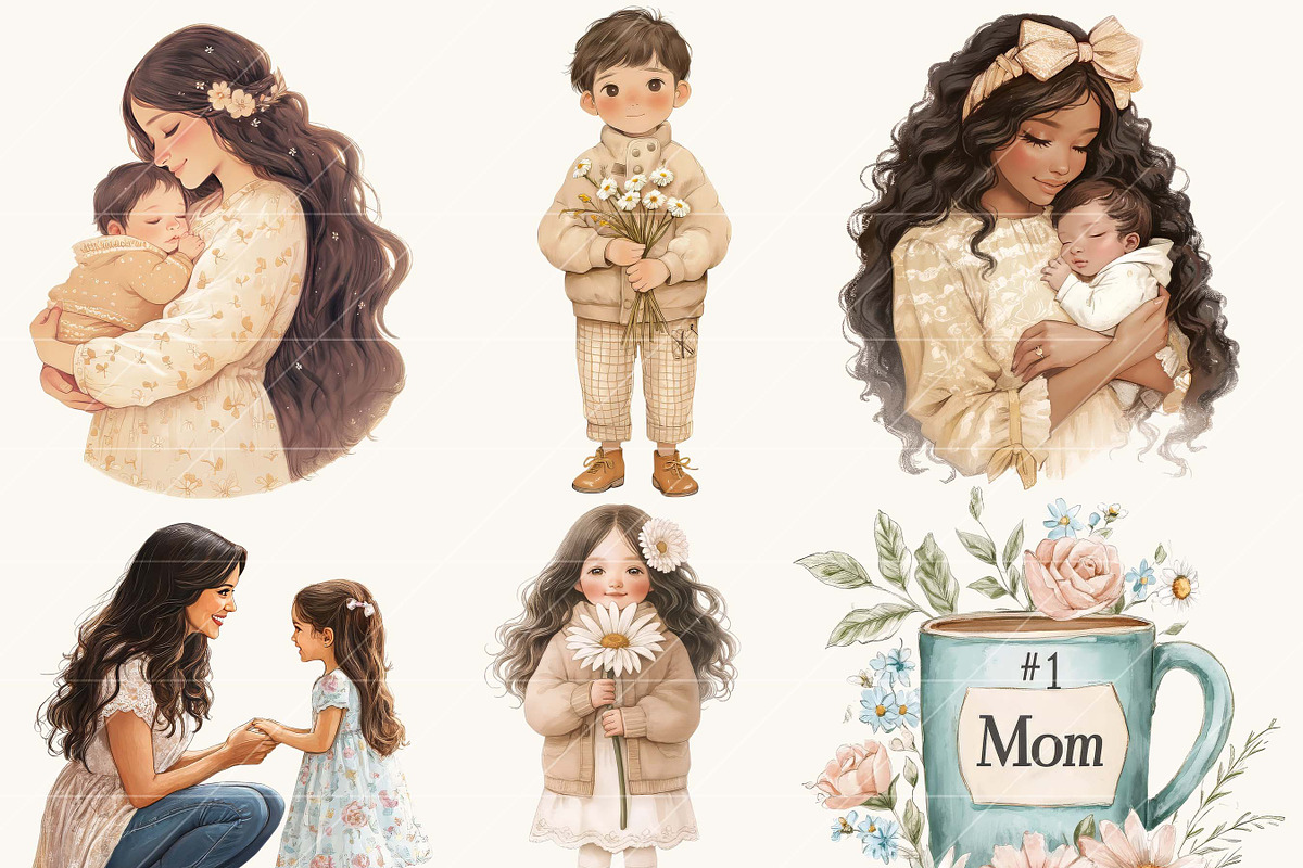 Watercolor Mother & Child Clipart, a Person Illustration by Design Scotch (Photo 3 of 7)