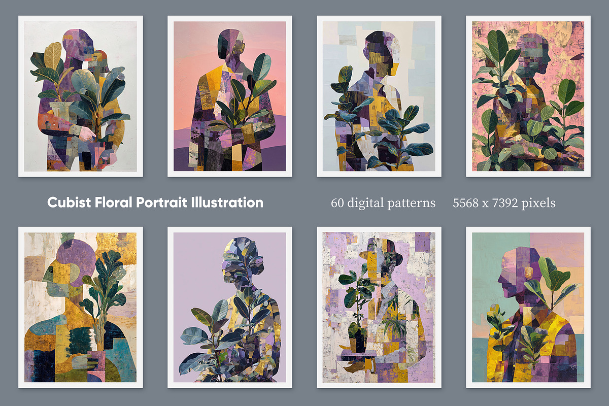 Cubist Floral Portrait Illustration, a Decorative Illustration by Housui Patterns (Photo 7 of 17)