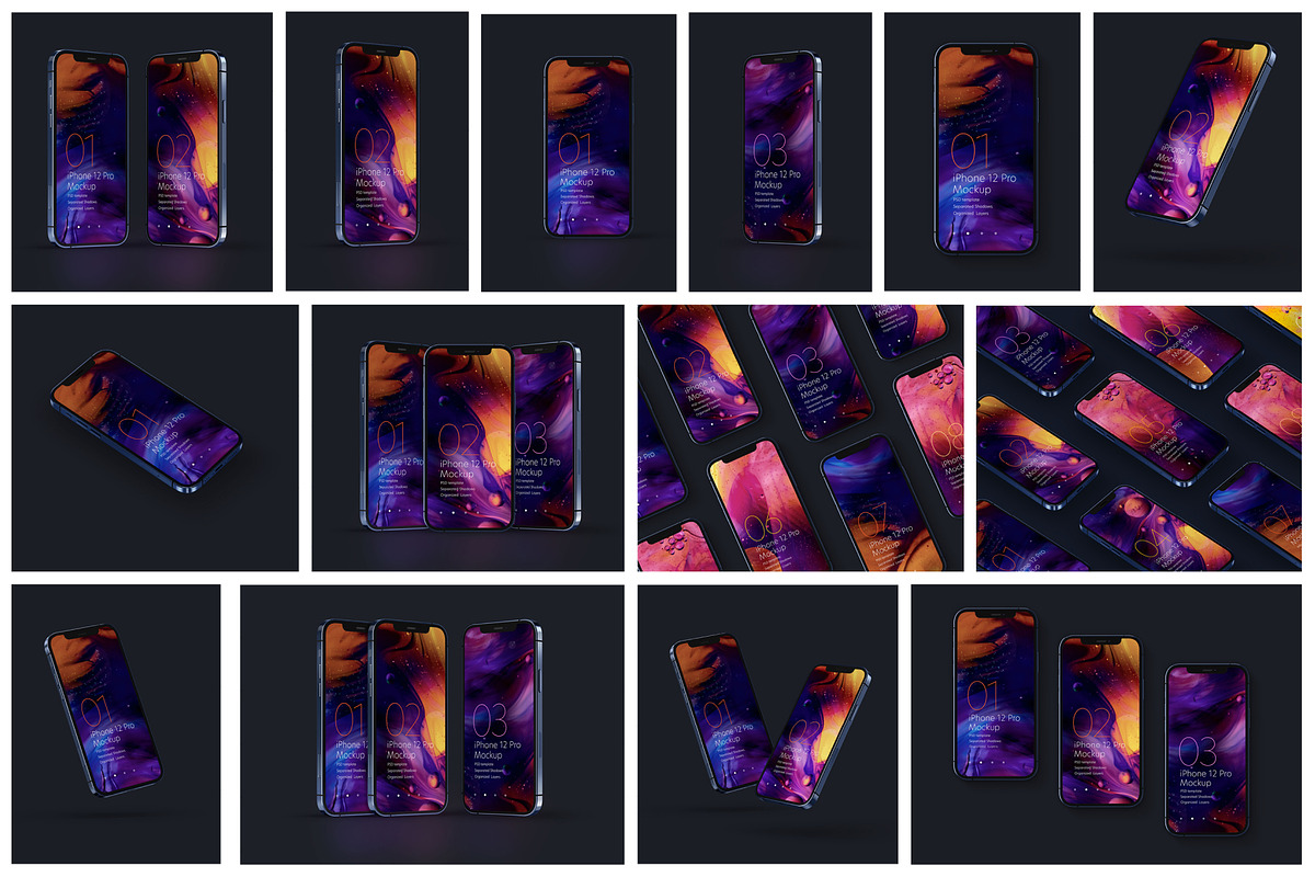 iPhone 12 Pro Mockup Set, an iPhone Mockup by Deeplab (Photo 2 of 17)