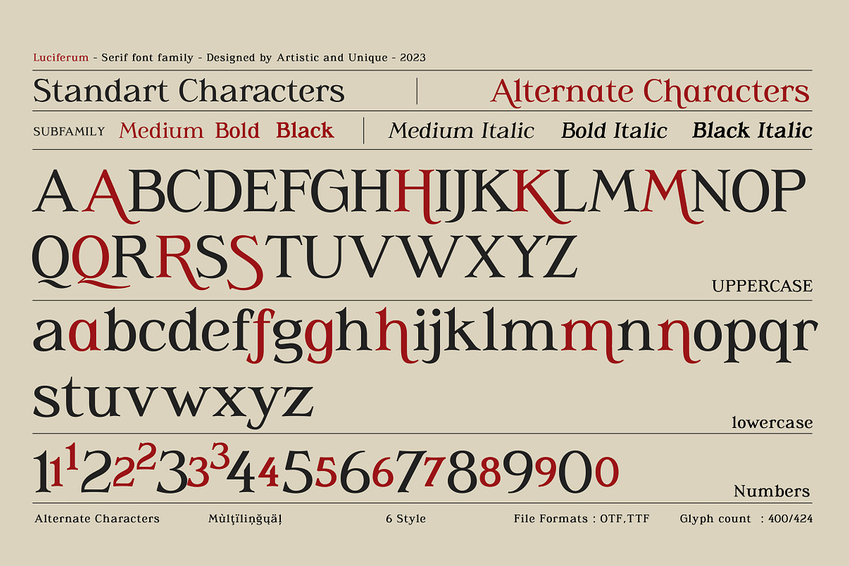 Luciferum - Serif font family, a Serif Font by Artistic & Unique (Photo 6 of 15)