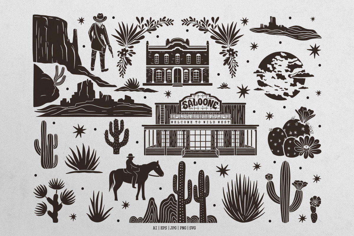 West Dreamer vector linocut graphics, an Object Graphic by DariSmartArt (Photo 13 of 15)