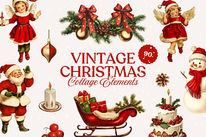 Vintage Christmas Collage Elements