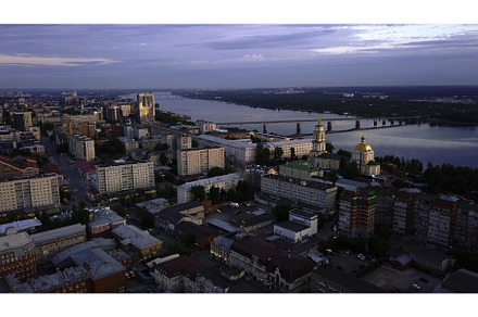 Aerial view of the sunset sky above, an Architecture Photo by Media Whale Stock