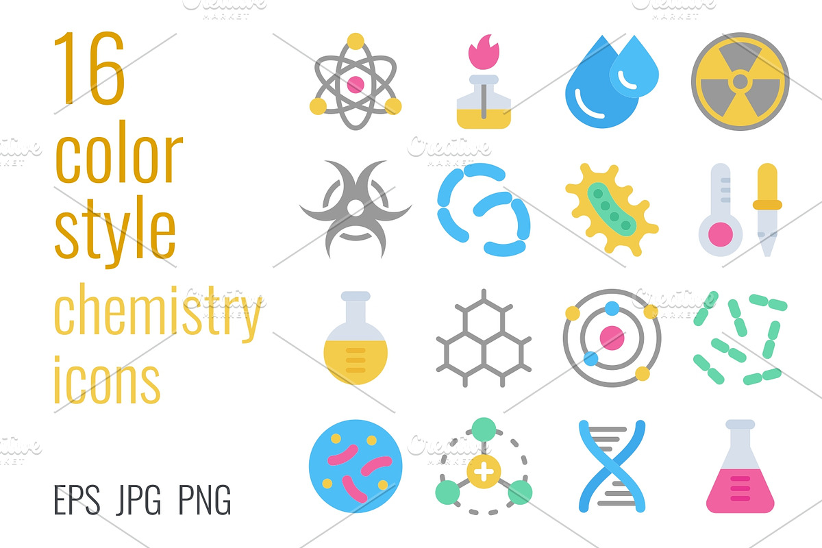 Chemistry icon set, a Solid Icon by Primula`s shop