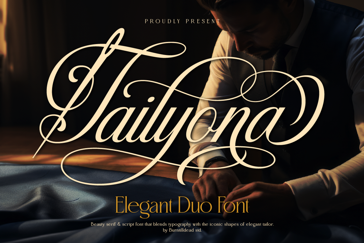 Tailyona, a Script Font by Burntilldead (Photo 1 of 12)