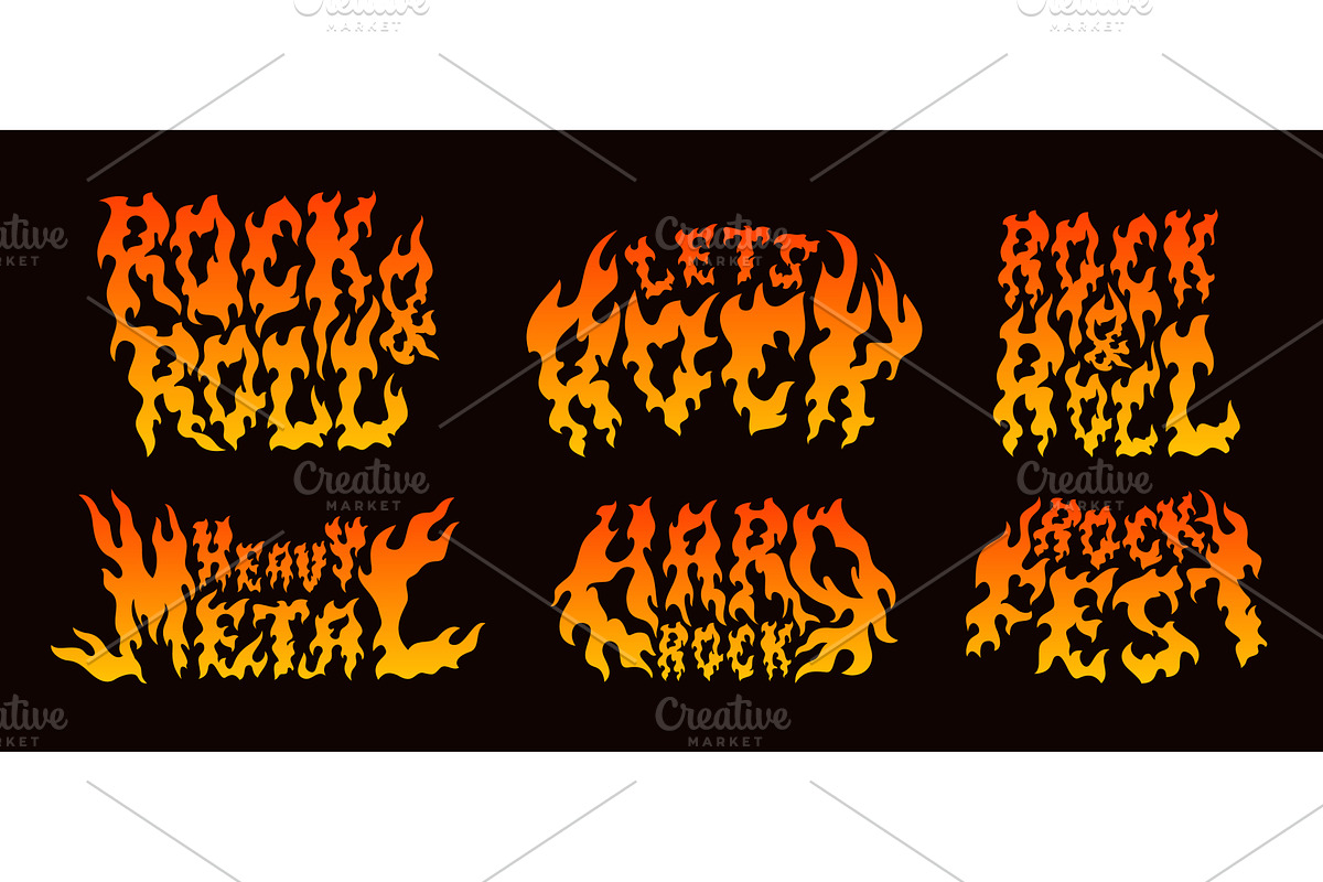 Burning text logos. Flamed, an Object Illustration by YummyBuum