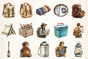 Summer Antique Camping Clipart, an Illustration by Rose Art (Thumbnail 2 of 4)