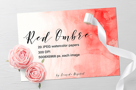 Watercolor Ombre Paper - Red