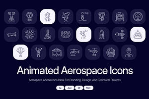 Animated Aerospace Icon Art Set, an Outline Icon by Prosymbols