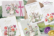 Watercolor Flowers and bunnies, a Decorative Illustration by RushkinaAntonina (Thumbnail 2 of 5)