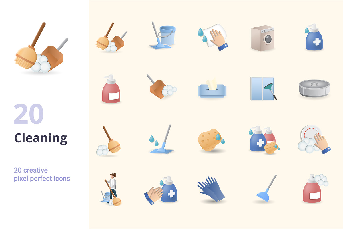 Cleaning 3D Icons Set Bundle, an Object Graphic by Aimagenarium@gmail.com (Photo 1 of 21)