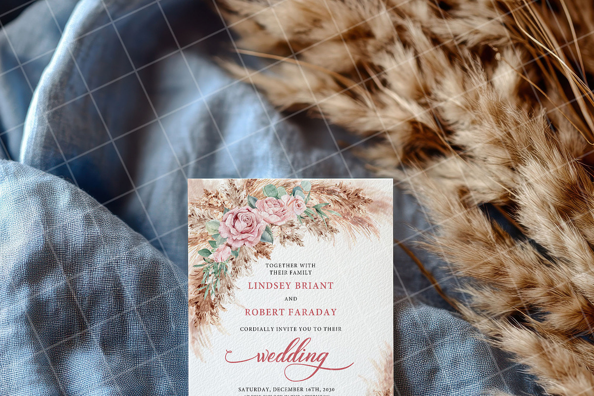 Blue 5x7 Invitation card mockup PSD, an Advertising Mockup by Blush Roses Print (Photo 2 of 9)