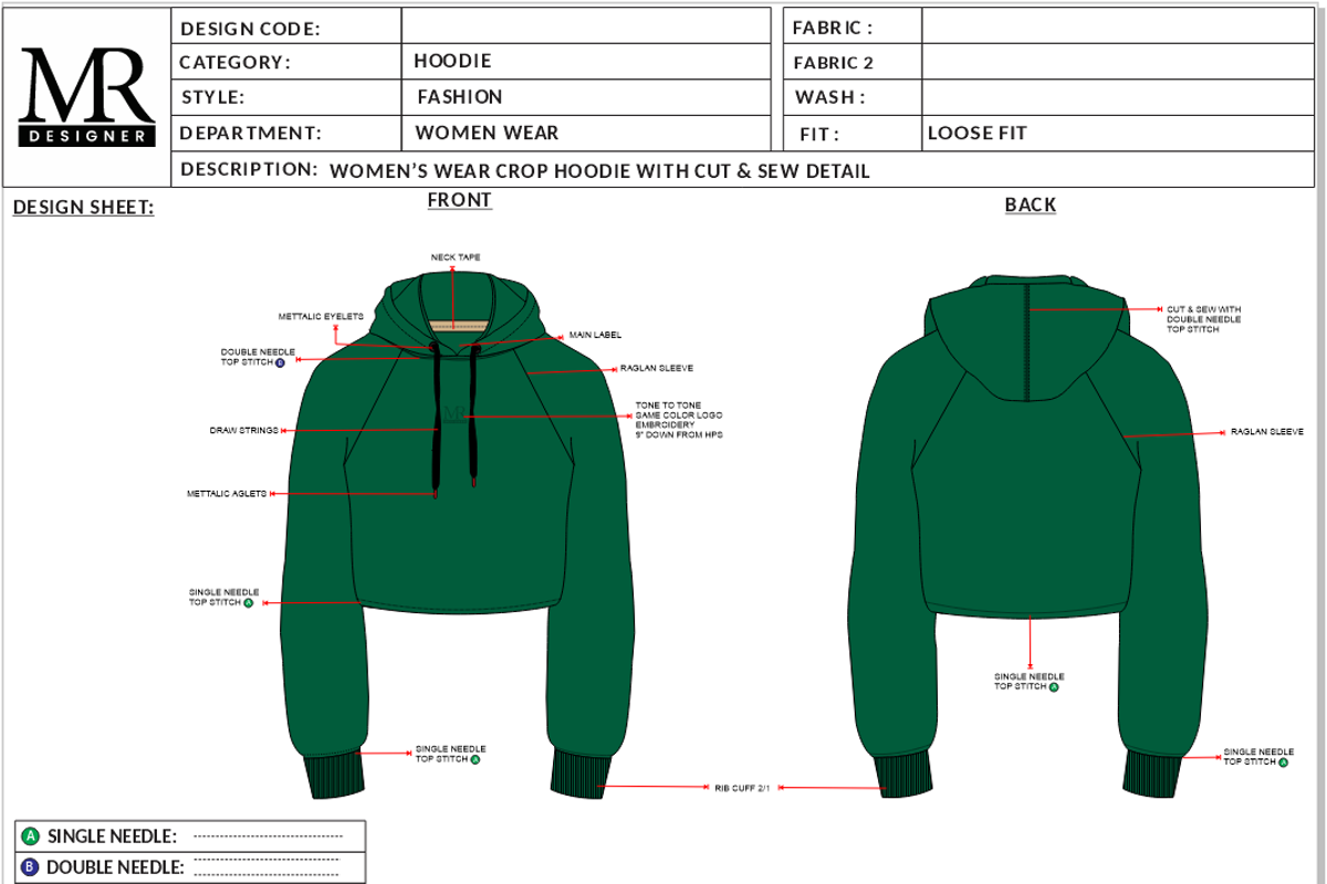 Women’s Hoodie Tech Pack – Cut & Sew, a Graphic by Fashion template hub (Photo 6 of 6)