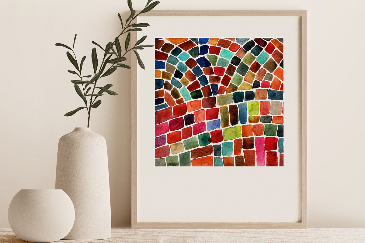15 Watercolor Mosaic Backgrounds, a Texture Graphic by Sweet Fig (Photo 7 of 10)