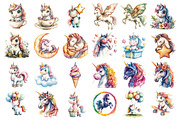 Unicorn Watercolor Clipart, an Illustration by SinaCreation (Thumbnail 2 of 5)