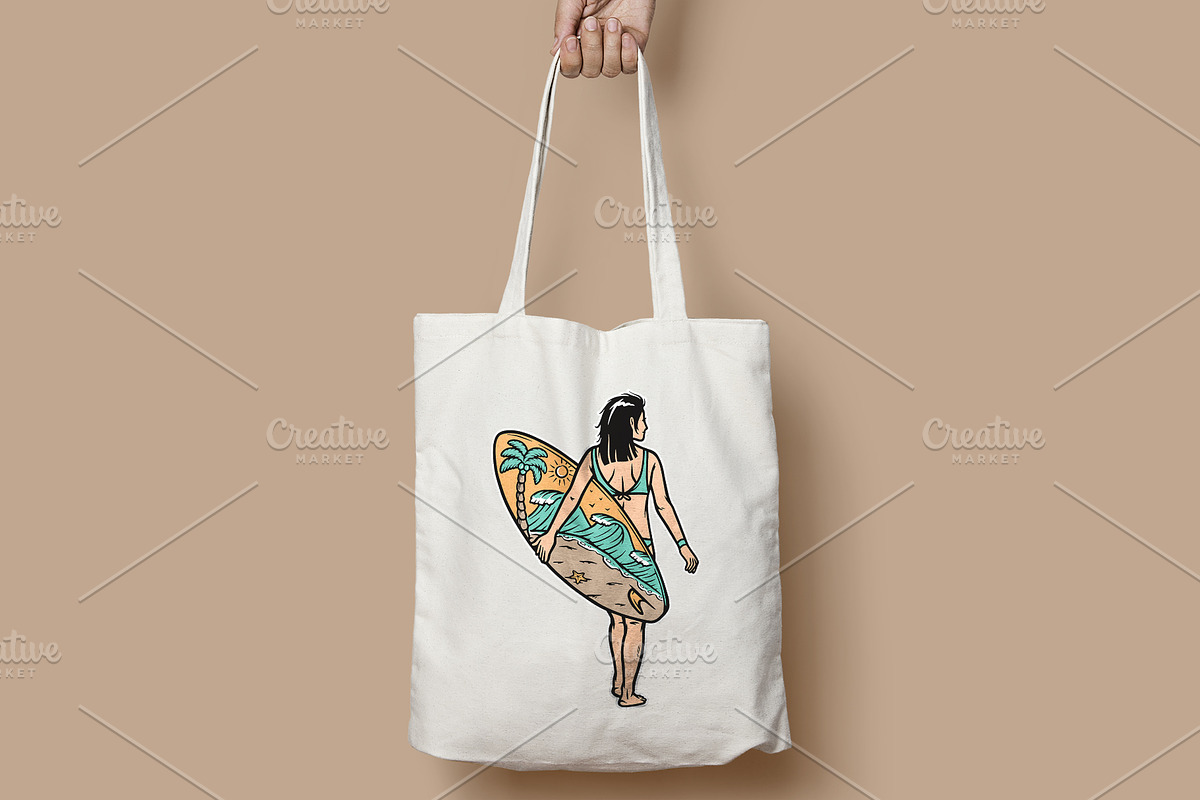 Beautiful woman and surfboard, a Person Illustration by gunaonedesign (Photo 5 of 5)