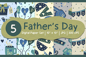 Father's Day Digital Paper Set, a Pattern Graphic by Drafts n Doodles