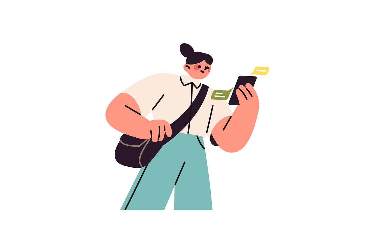 People using smartphones set, a Person Illustration by PaperTrident (Photo 3 of 11)
