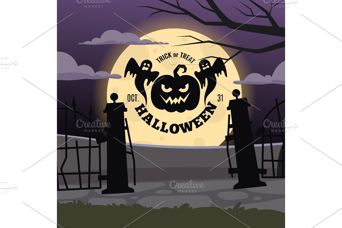 Halloween pumpkin and ghosts trick, an Object Illustration by Onyx (Photo 1 of 3)