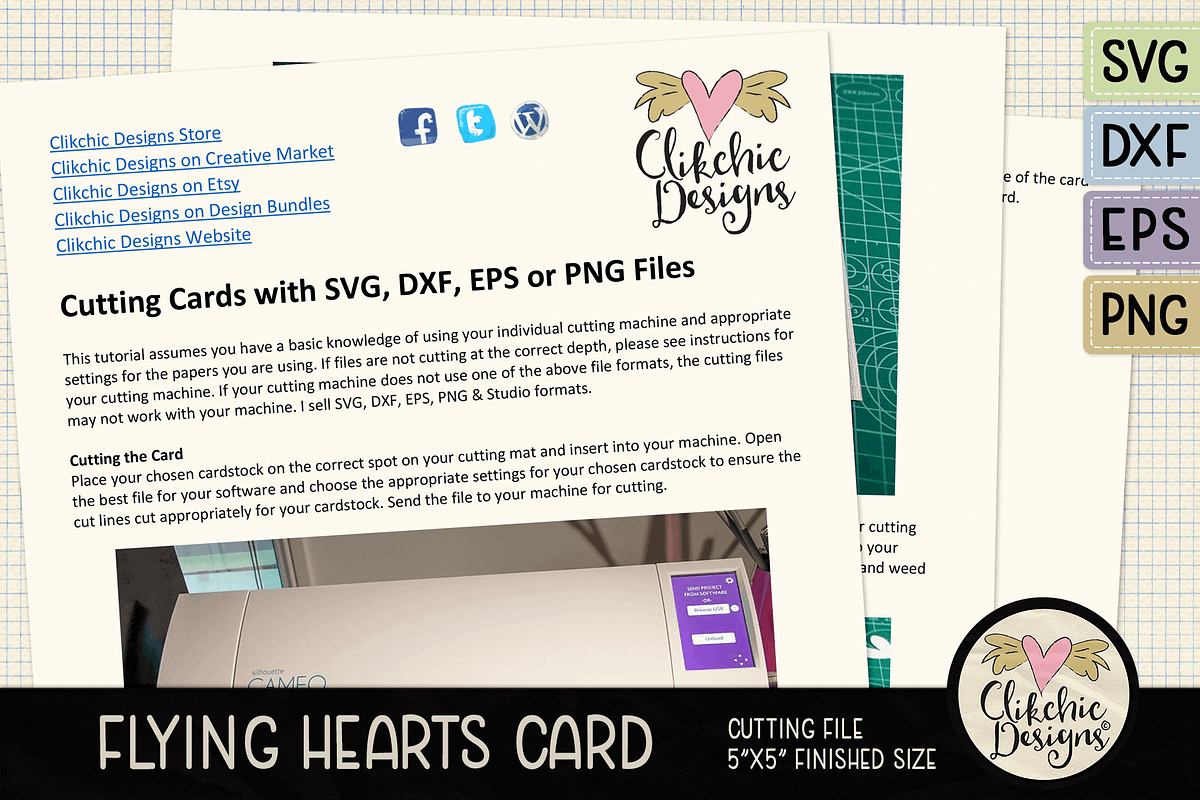 Flying Hearts Card SVG Cutting File, an Invitation Template by Clikchic Designs (Photo 5 of 5)