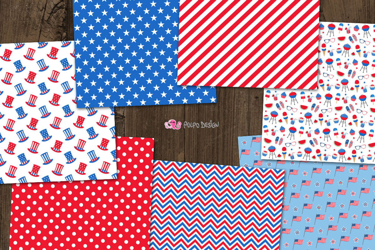 4th of July digital paper, a Pattern Graphic by PolpoDesign (Photo 3 of 3)