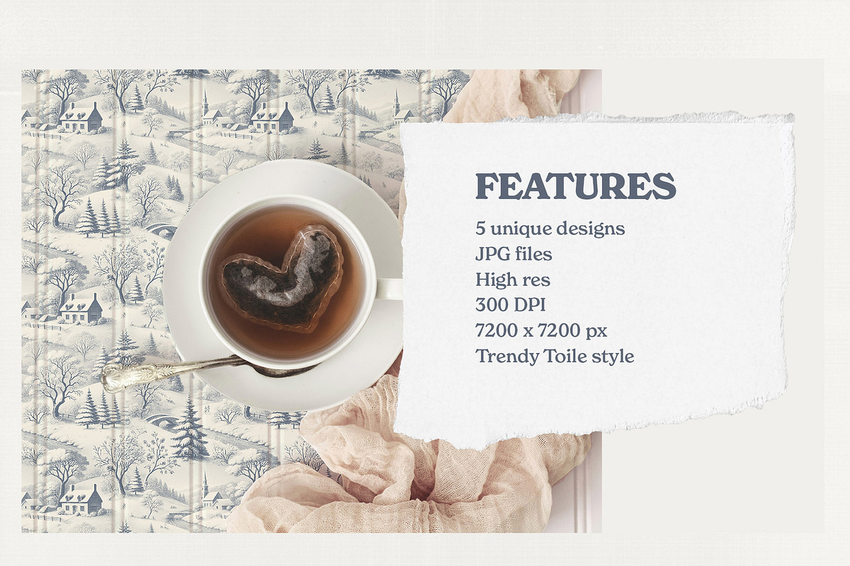 Winter Xmas Toile Seamless Patterns, a Pattern Graphic by Marie T (Photo 6 of 6)