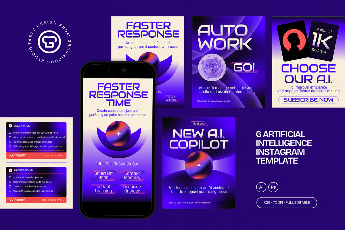 AI Instagram Template, a Social Media Template by graphicook (Photo 1 of 3)